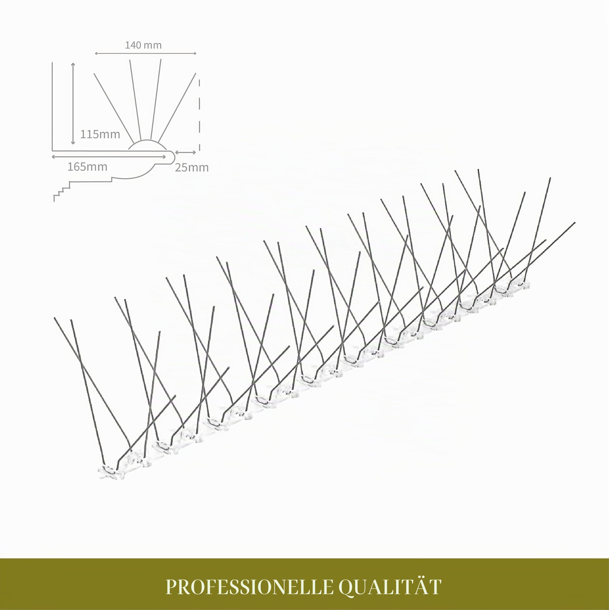 25 Meter Premium Taubenabwehr **40 V-förmige INOX-Spikes** Made in EU