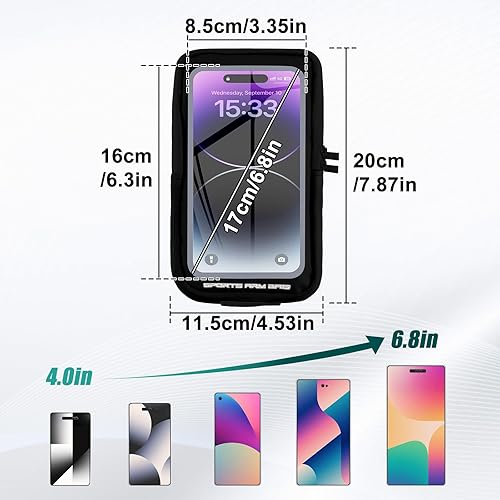 Miniatura 7 de Soporte para teléfono para correr, brazalete con mosquetón, brazaletes de teléfono para iPhone 17 16 15 14 13 12 11Pro Max y Galaxy S25S24S23,