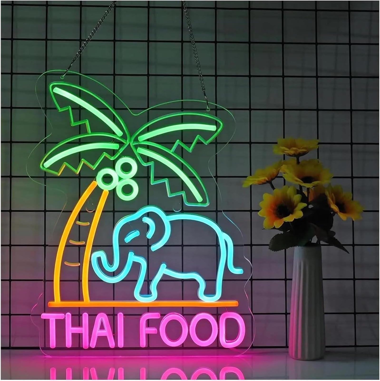 Panneau LED LED « THAI FOOD » pour un restaurant thaïlandais de cuisine, magasin d'alimentation d'Asie du Sud-Est
