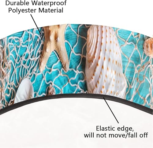 Miniatura 305 de Mantel redondo ajustado con diseño de mandala de flores, mantel circular bohemio y colorido con borde elástico, impermeable, lavable, de poliéster