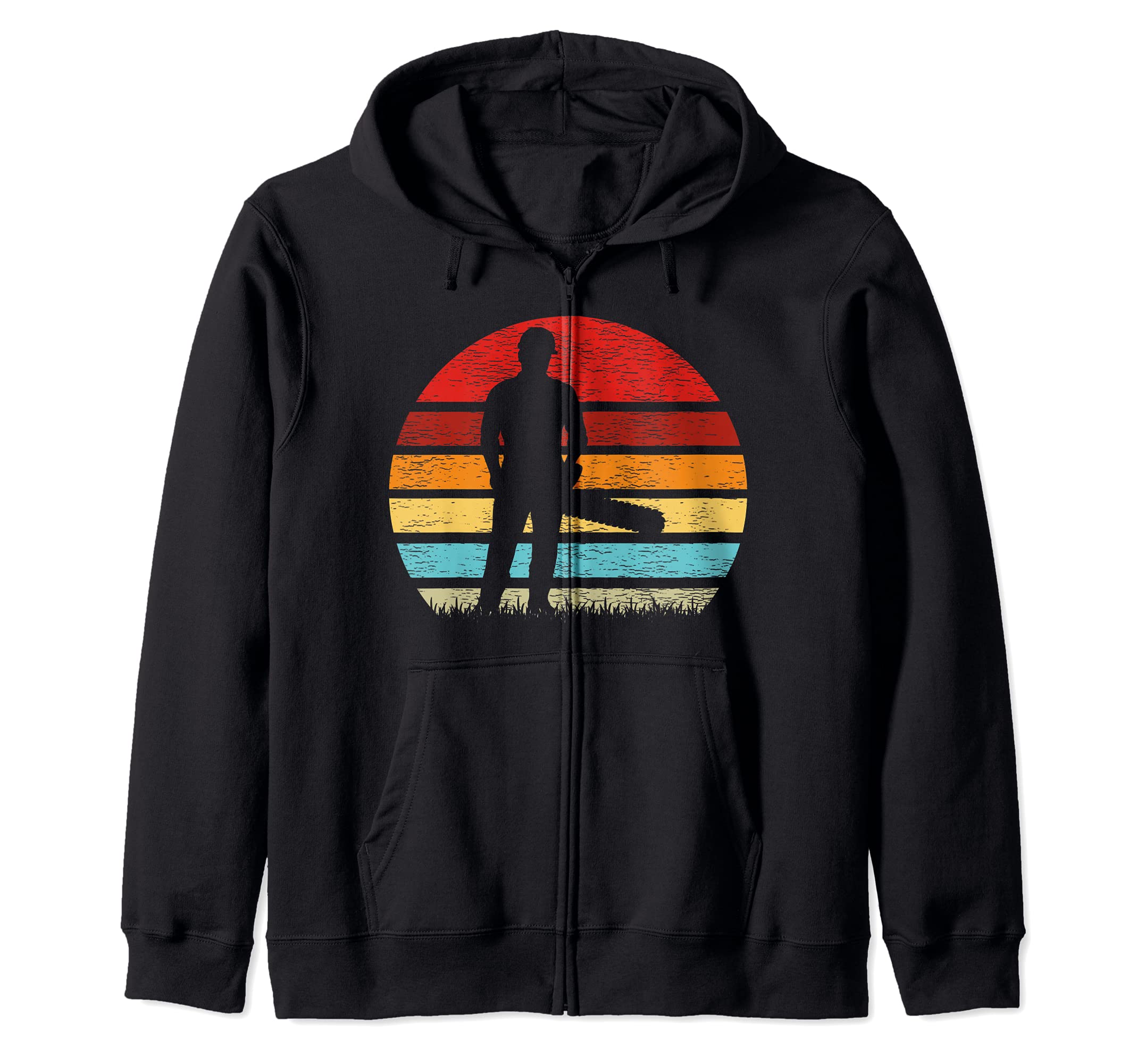 Vintage Retro Style Chainsaw Tree Surgeon Zip Hoodie, Black