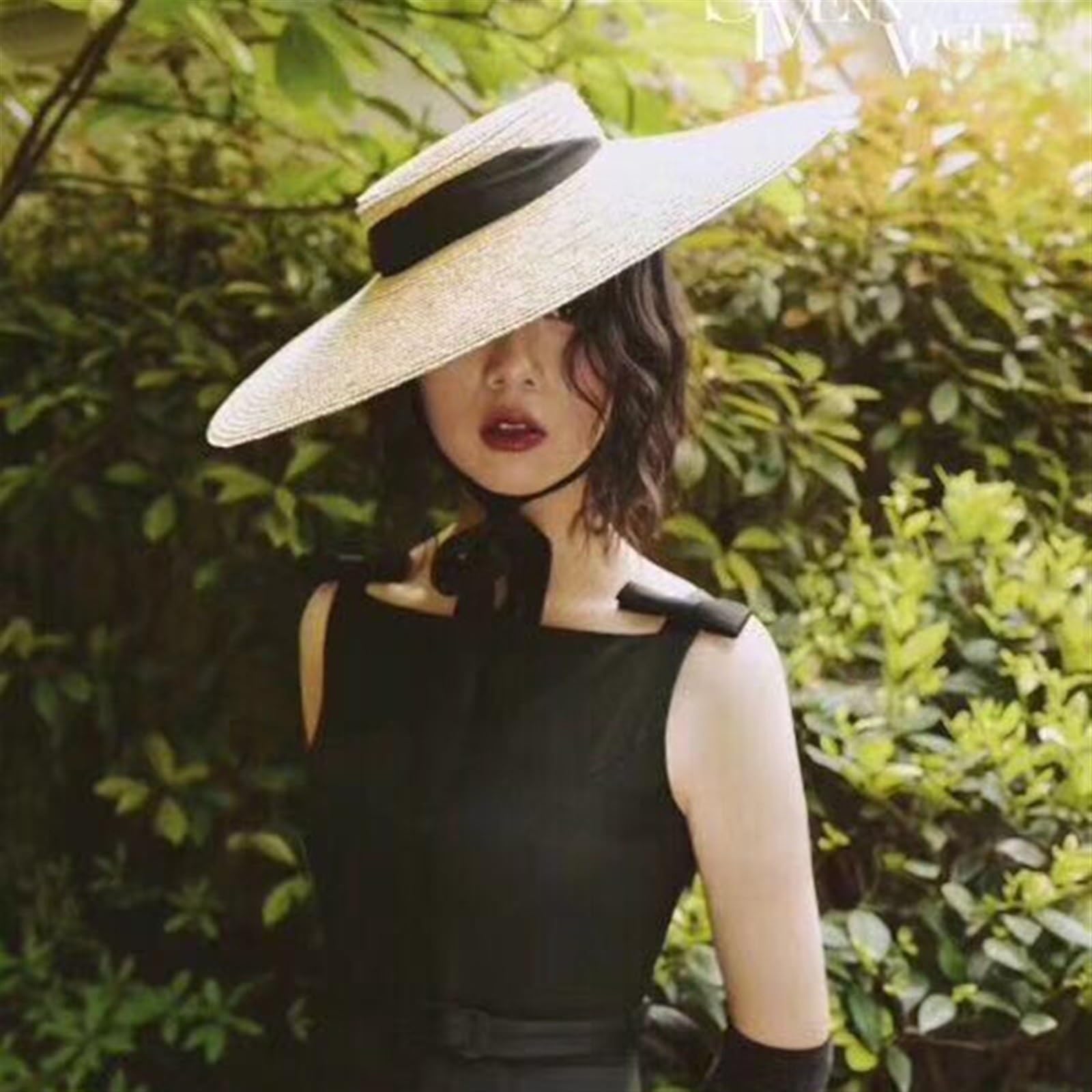 Sombrero grande de paja natural de verano para mujer, hecho a mano, de ala ancha, visera de playa, parte superior plana con cinta larga con cordones, sombrero de sol