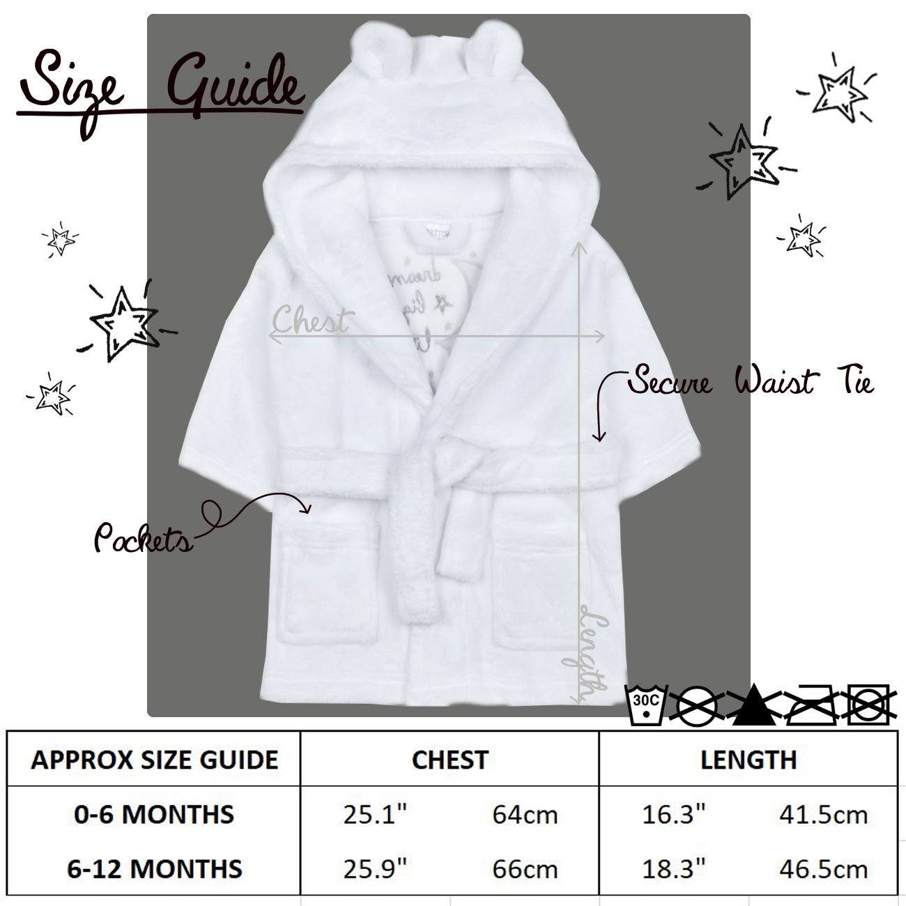 Babytown - Albornoz de forro polar con diseño de estrellas