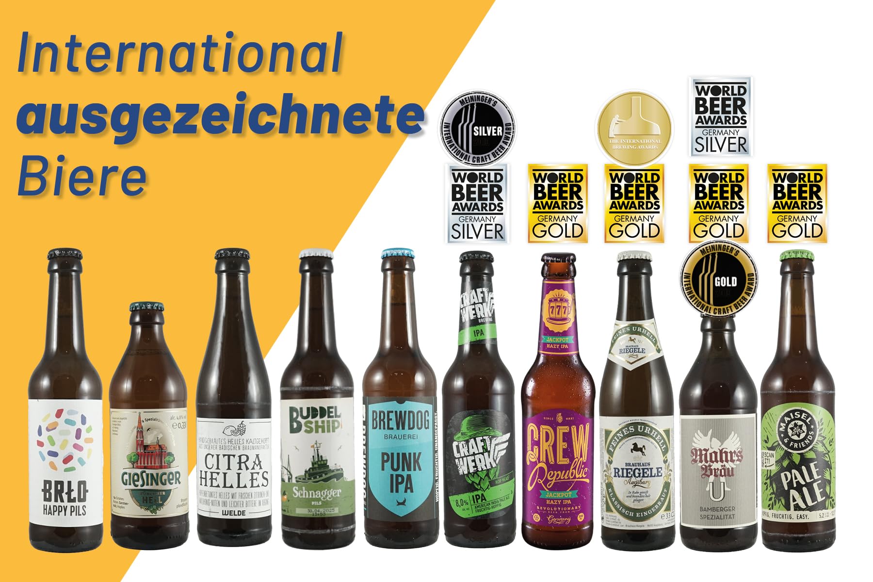 Deine Box voller Biere - Bierset mit 10 x 330ml national und international prämierten Craft Beer - Das perfekte Bier Geschenk für Männer und Frauen im liebevoll gestalteten Karton, Vatertagsgeschenk