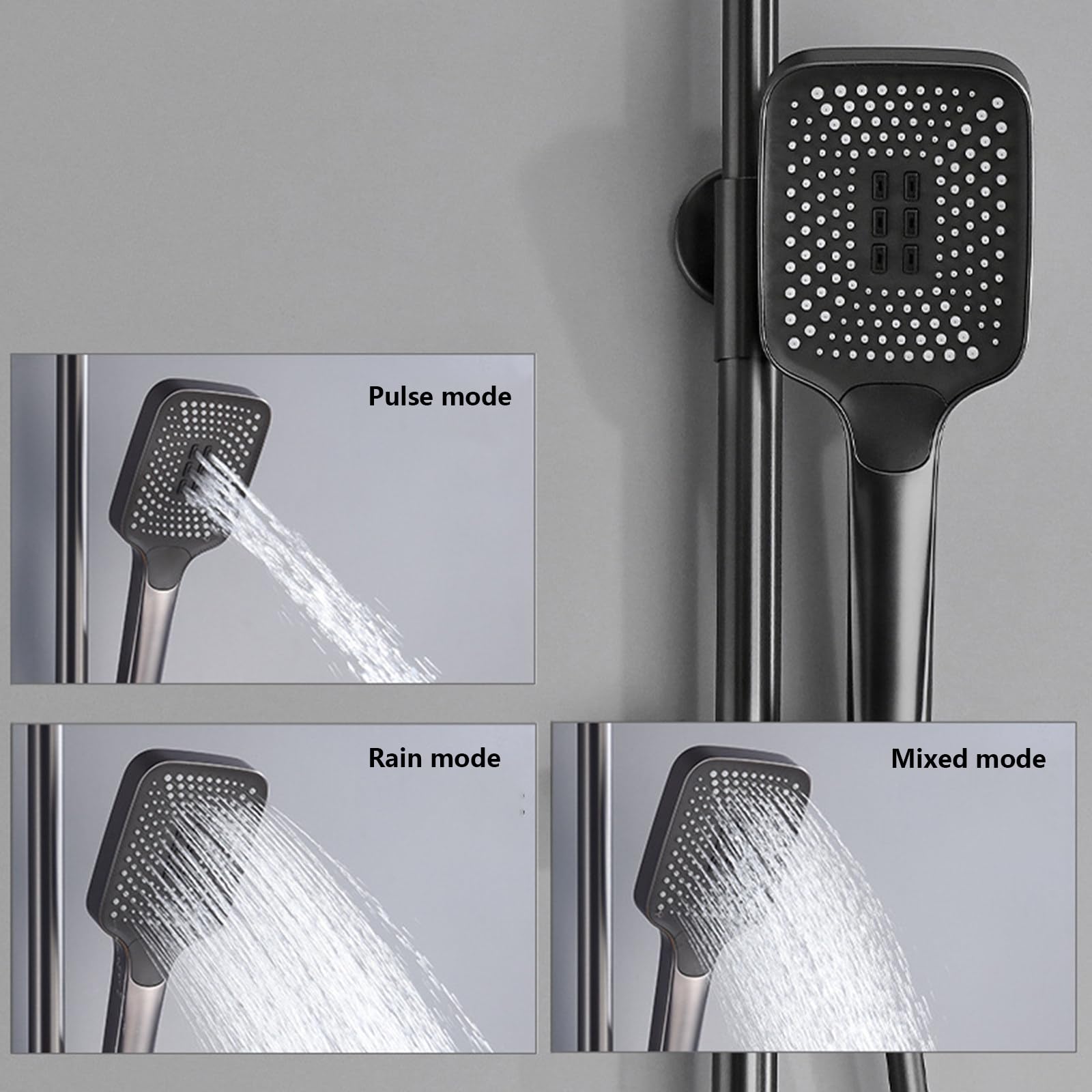 Sistema Doccia con Display Digitale a LED, Set di rubinetti a 4 funzioni, Montaggio a Parete, Combinazione Pioggia per Bagno, Vasca in Ottone con doccetta e Bidet (Bianco)