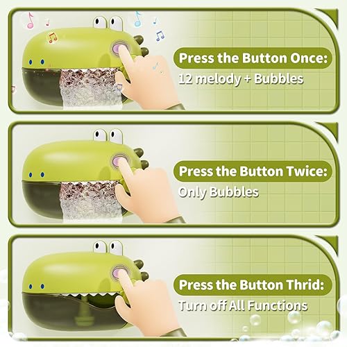 Miniatura 3 de Lehoo Castle Juguetes de baño para bebés, máquina de burbujas de baño para niños, juguete automático de bañera para niños pequeños con 12 melodías,