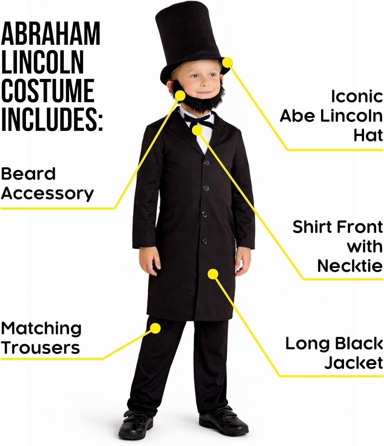 Morph Abraham Lincoln Costume, Abraham Lincoln Costumes for Kids, President Costume for Kids