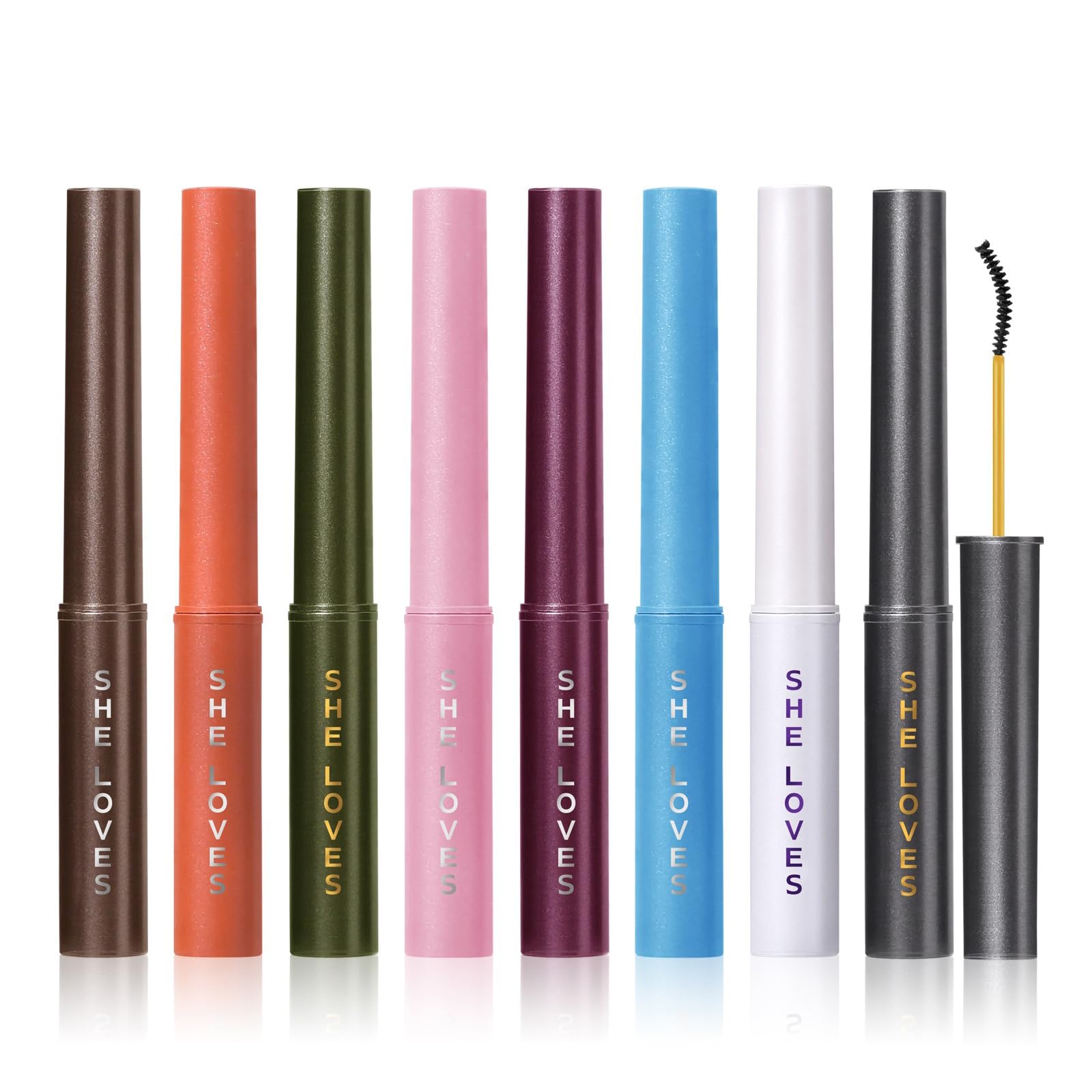 MKNZOME 8 Colores Mascara de Pestañas Waterproof, Rimel de Colores para Pestañas Colour Mascara Maquillaje de Ojos Natural Para Alargar, Dar Volumen, de Larga Duración, 8 x 6ml