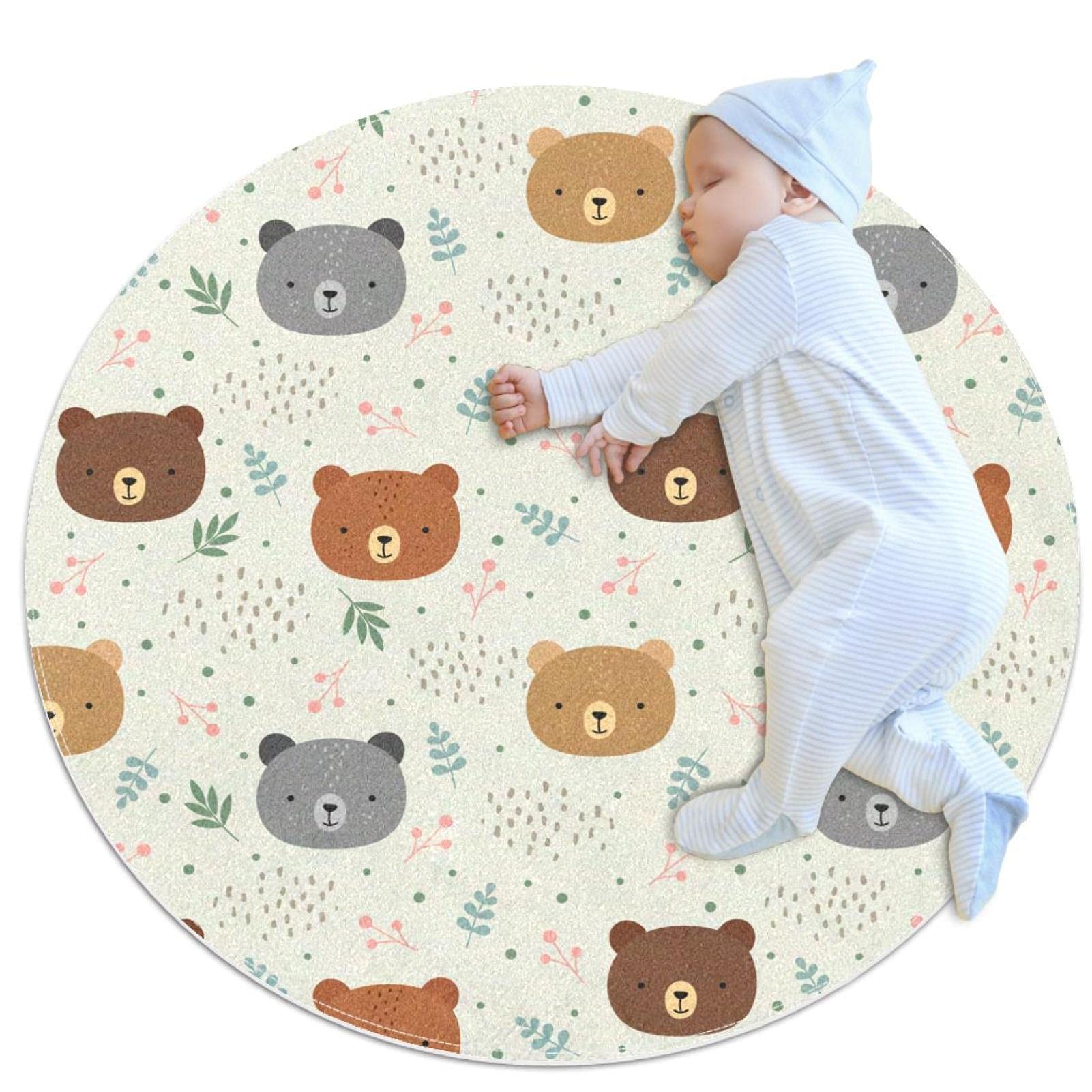 Tapis rond ours JDEZ 100x100cm pour chambre à coucher et salon confortable