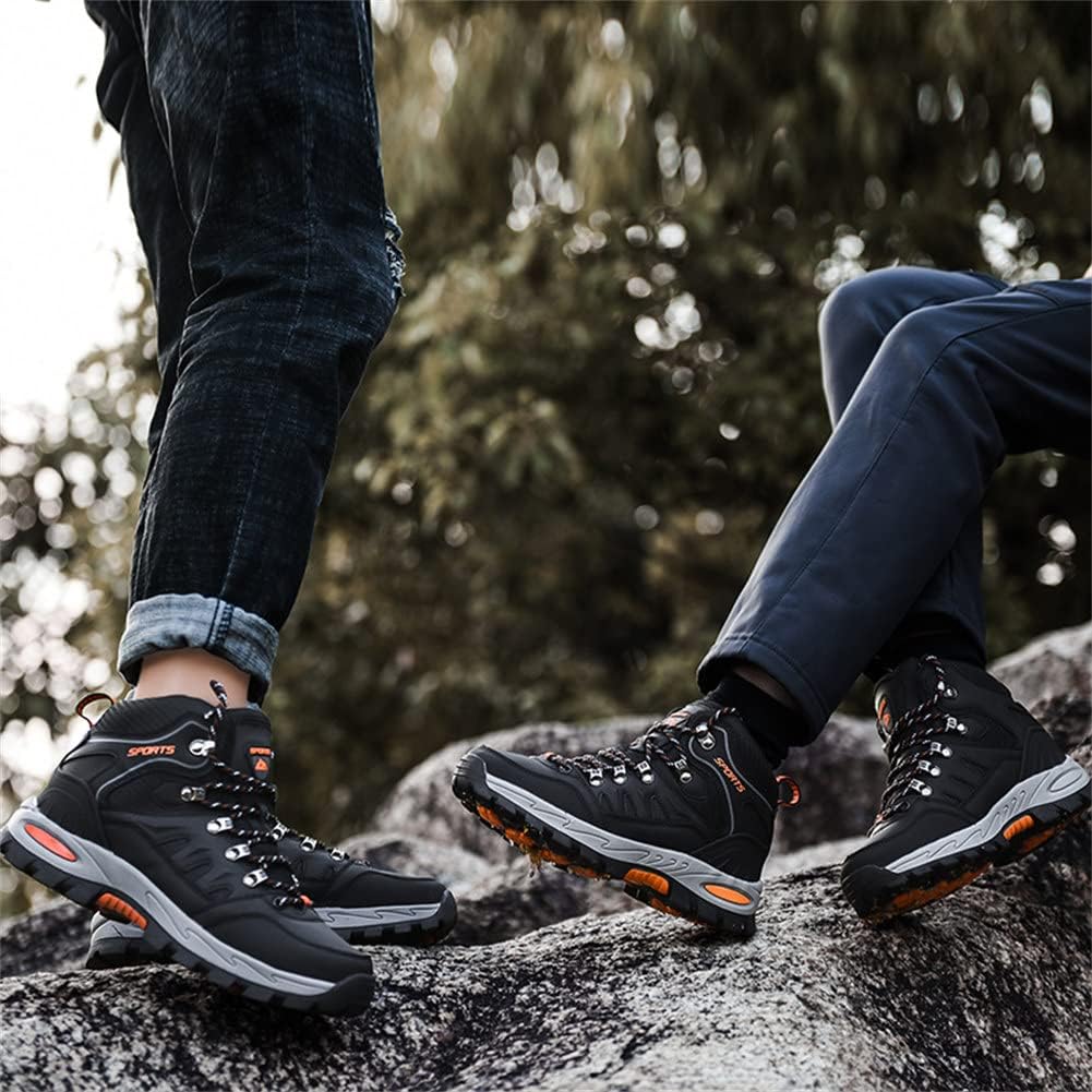 ailishabroy Mens Womens Hiking Boots Waterproof Leather Ankle Boot Unisex Mid-Top Outdoor Senkers Running Shoes