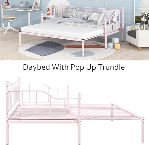 Miniatura 3 de Sofá cama individual con nido desplegable, marco de cámara de plataforma de metal resistente, sofá cama moderno para sala de estarhabitación de