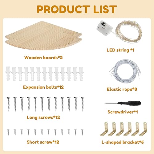 Miniatura 3 de Estante de madera suave para juguetes de peluche, soporte grande de madera para juguetes de peluche, con luz LED y esquina ajustable para colgar en