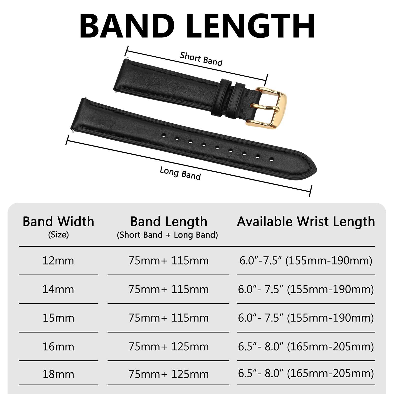 BISONSTRAP Eleganti Cinturino per Orologi in Pelle, Sgancio Rapido, Cinturino da Donna e da Uomo, Compatibili con Anse dell'orologio da 12mm 14mm 15mm 16mm 18mm 20mm