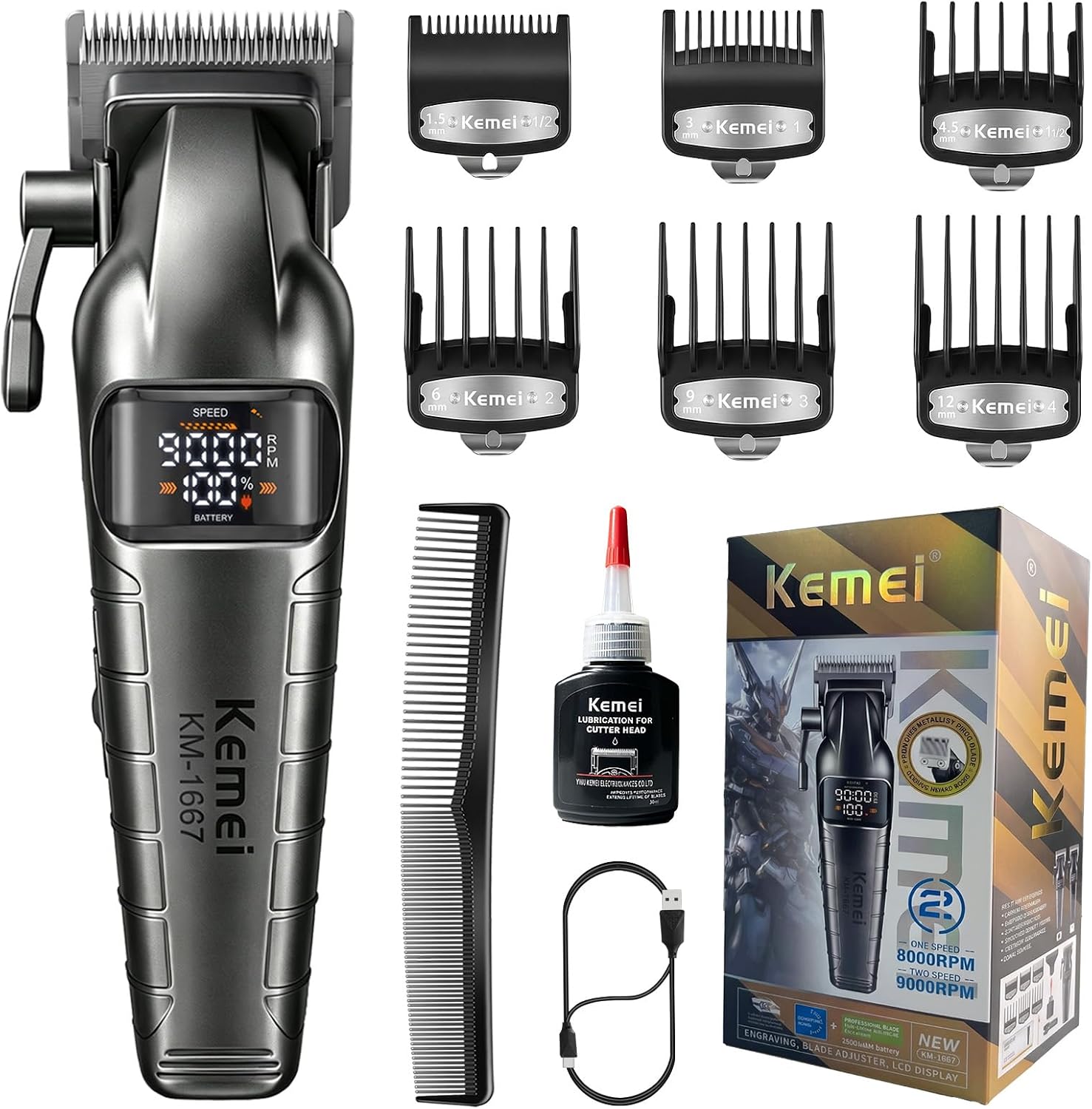 KEMEI 1667 Hair Clippers Trimmer for Men Barber Clippers for Hair Cutting