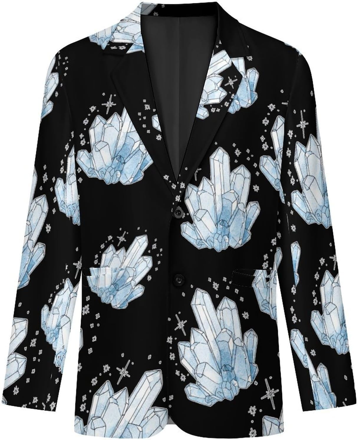 Blue Crystals Classic Suits Blazer for Men Business Tuxedo Jacket