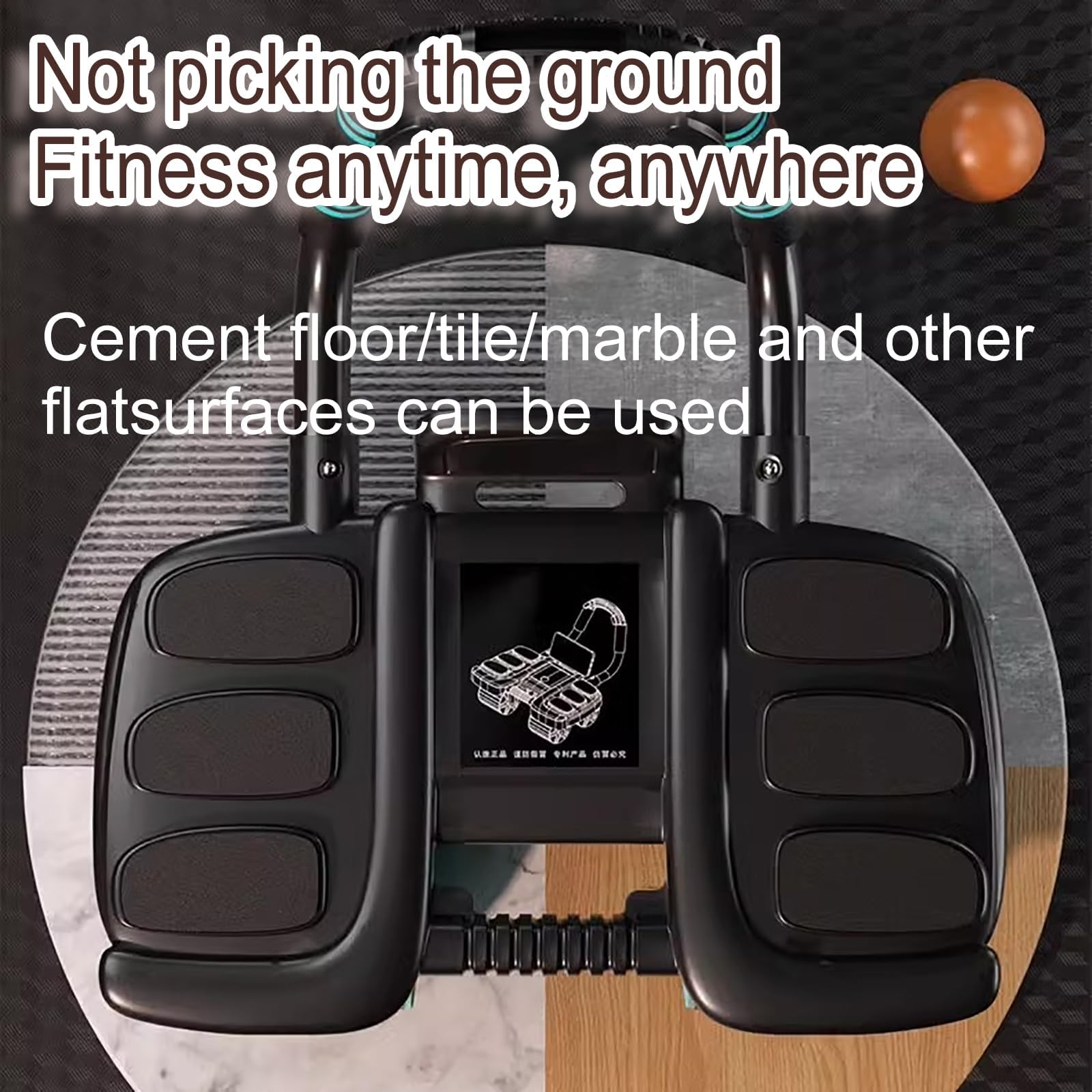 Ruota addominale con supporto per gomito, attrezzatura per allenamento a 4 ruote, rullo addominale a rimbalzo automatico con supporto per telefono, per casa, palestra, fitness