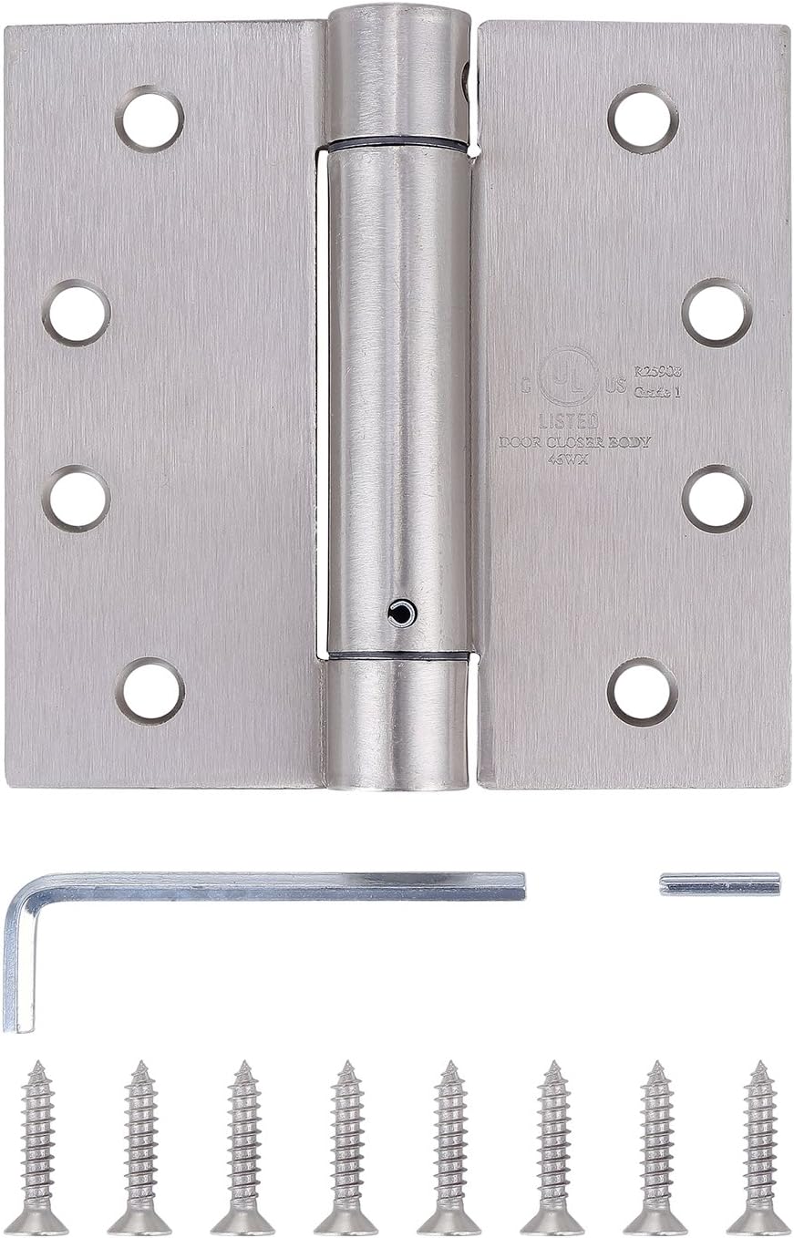 Stylever 3 Pack - 4"x4" Self Closing Door Hinges, Spring Loaded Hinges for Interior & Exterior Doors, Automatic Door Closer Hinge, Soft Close Door Hinges, Squared Corners Auto Close Spring Hinge