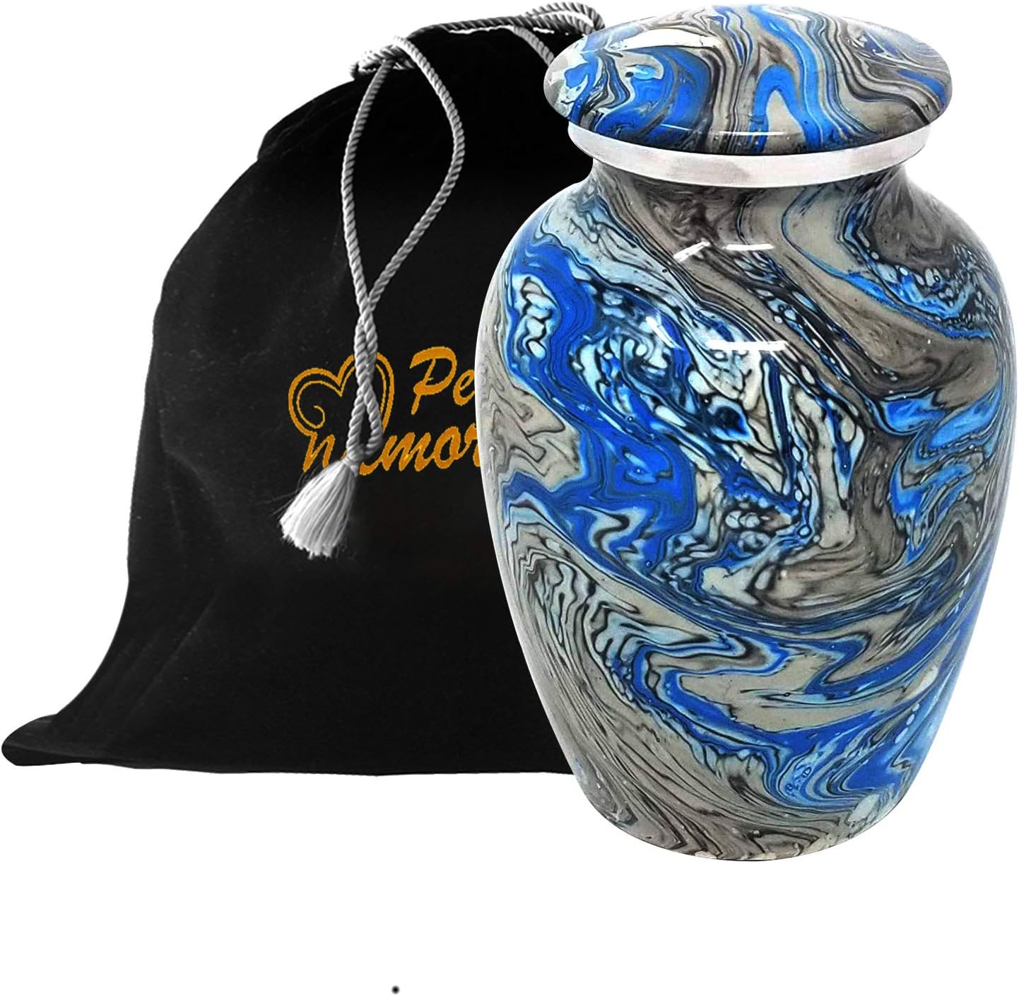 Petmemorials4u Ocean Wave Pet Cremation Urn - Blue Pet Funeral urn, Pet Memorial Urn,Unique Design (Blue)