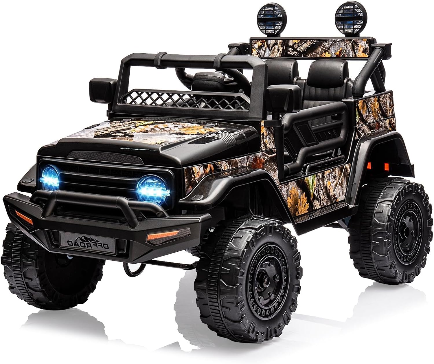 Garvee 12V Kids Ride On Truck Car with Remote Control - Electric Ride On Toys for Toddlers, Spring Suspension, 3 Speeds, LED Lights, Bluetooth Music & Parent Safety Brake​