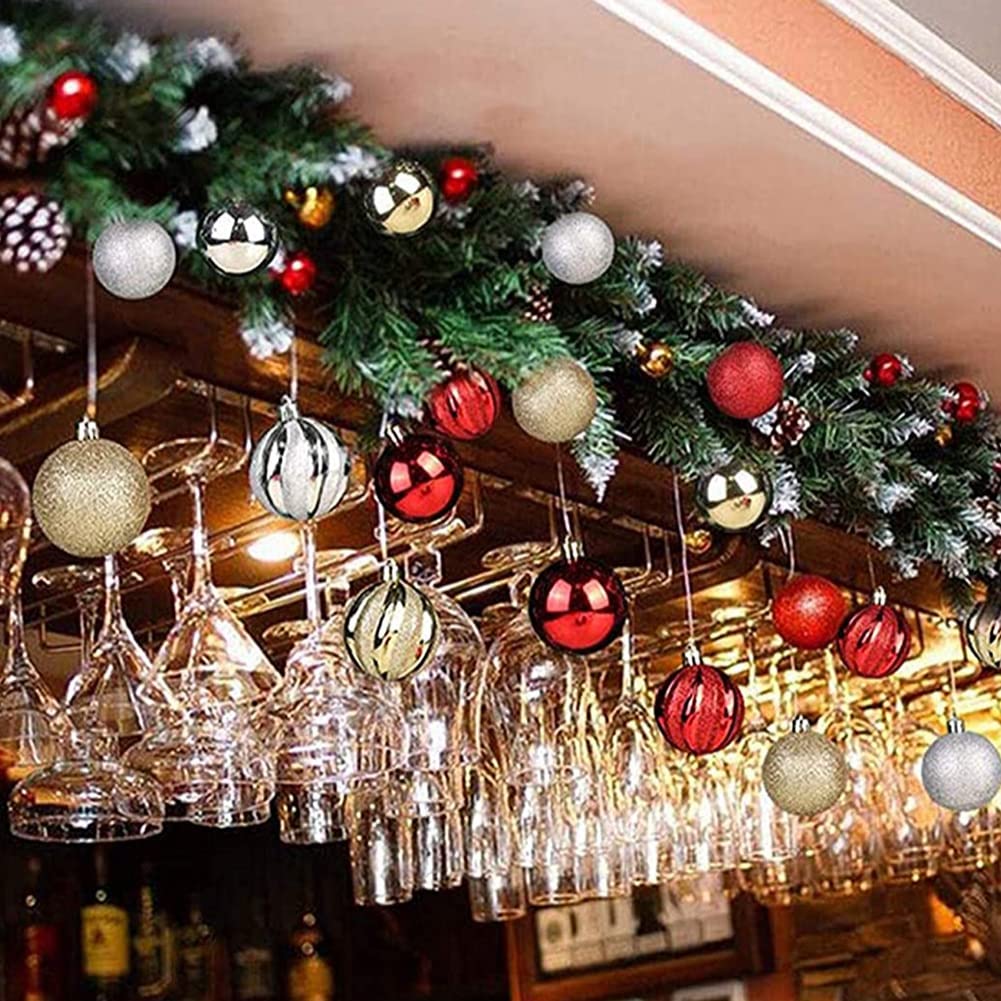 Set di 30 ornamenti per palline di Natale, infrangibili, decorazioni per albero di Natale, palline rosse e verdi per albero di Natale, decorazioni natalizie, matrimoni, feste, interni ed esterni,