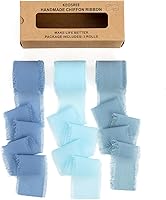 Vista 10 de 9 rollos de cinta de gasa multicolor hecha a mano, 1.5 pulgadas x 21 yardas, cintas de seda con flecos deshilachados (9 rollos de 2.3 yardas)