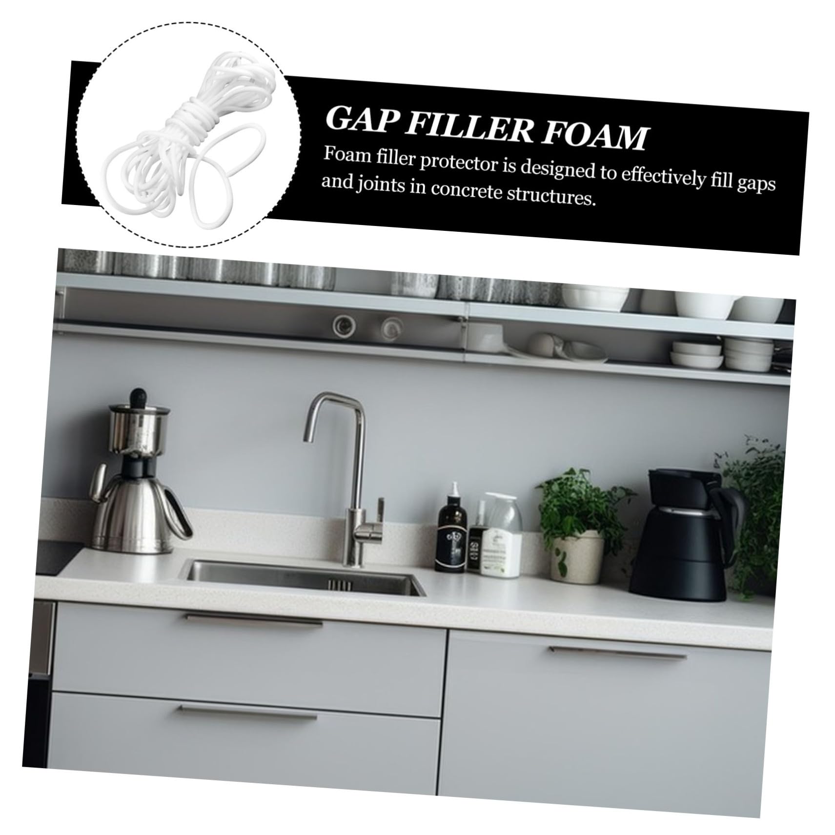 IWOWHERO Caulk Saver Foam Strip for Concrete Gap Filler Concrete Caulking Protector 20mm Diameter Wall and Counter