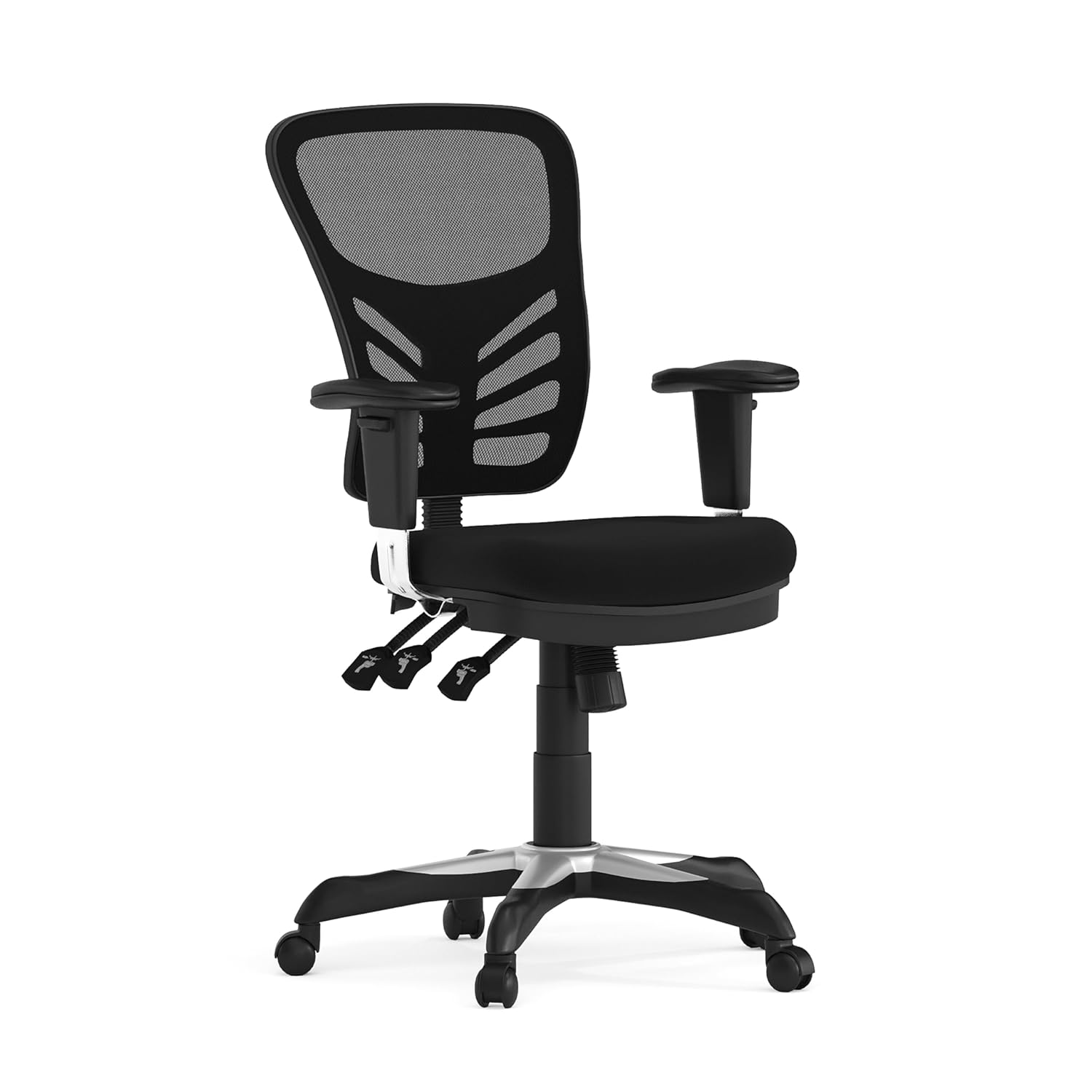 Flash Furniture Nicholas Mid-Back Swivel Desk Chair with Wheels Mesh Back Padded Seat and Armrests Adjustable Height Mesh