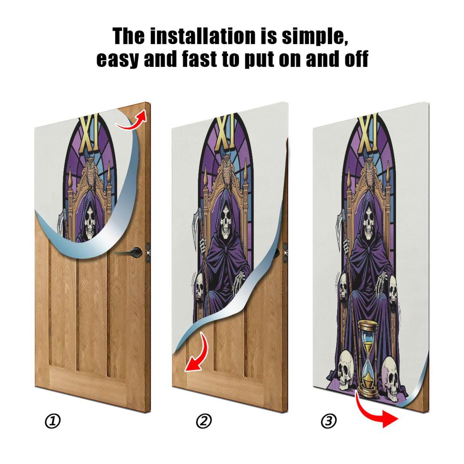 FRODOTGV Halloween Gothic Easy Install Stretch Door Wrap 88,9 x 200,7 cm