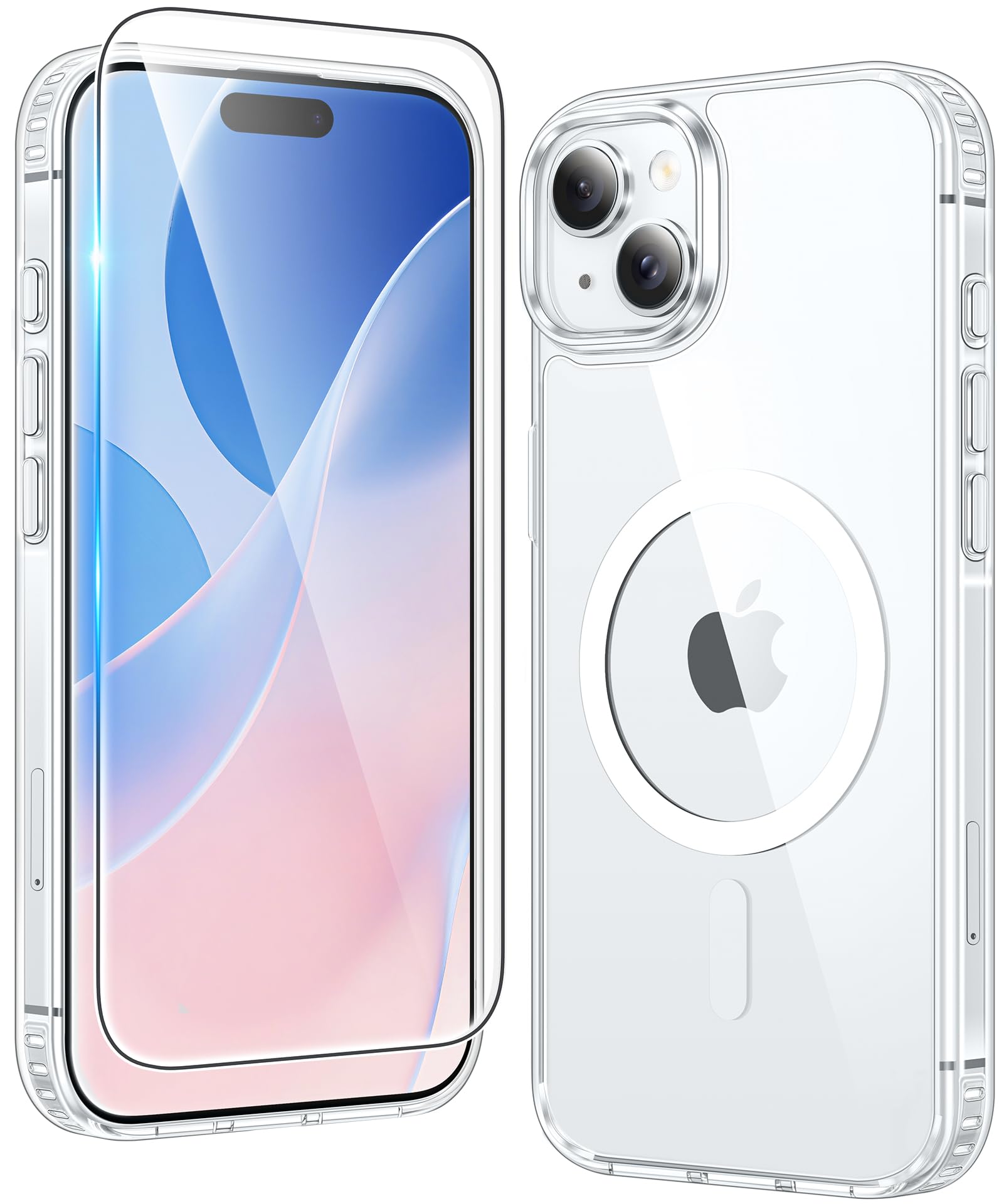 FNTCASE for iPhone 15 Case: for iPhone 14 | iPhone 13 Case Support Magnetic Charging Military Grade Drop Protection Anti Yellowing | Rugged Shockproof Phone Cover - 6.1 inch (A-Clear)Global Recycled StandardRecycled Claim Standard BlendedGlobal Recycled StandardGlobal Recycled Standard