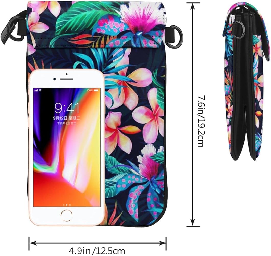 Amazon | [QIAOYUB] 花柄 ハワイ風 スマホポーチ スマホバッグ ミニ
