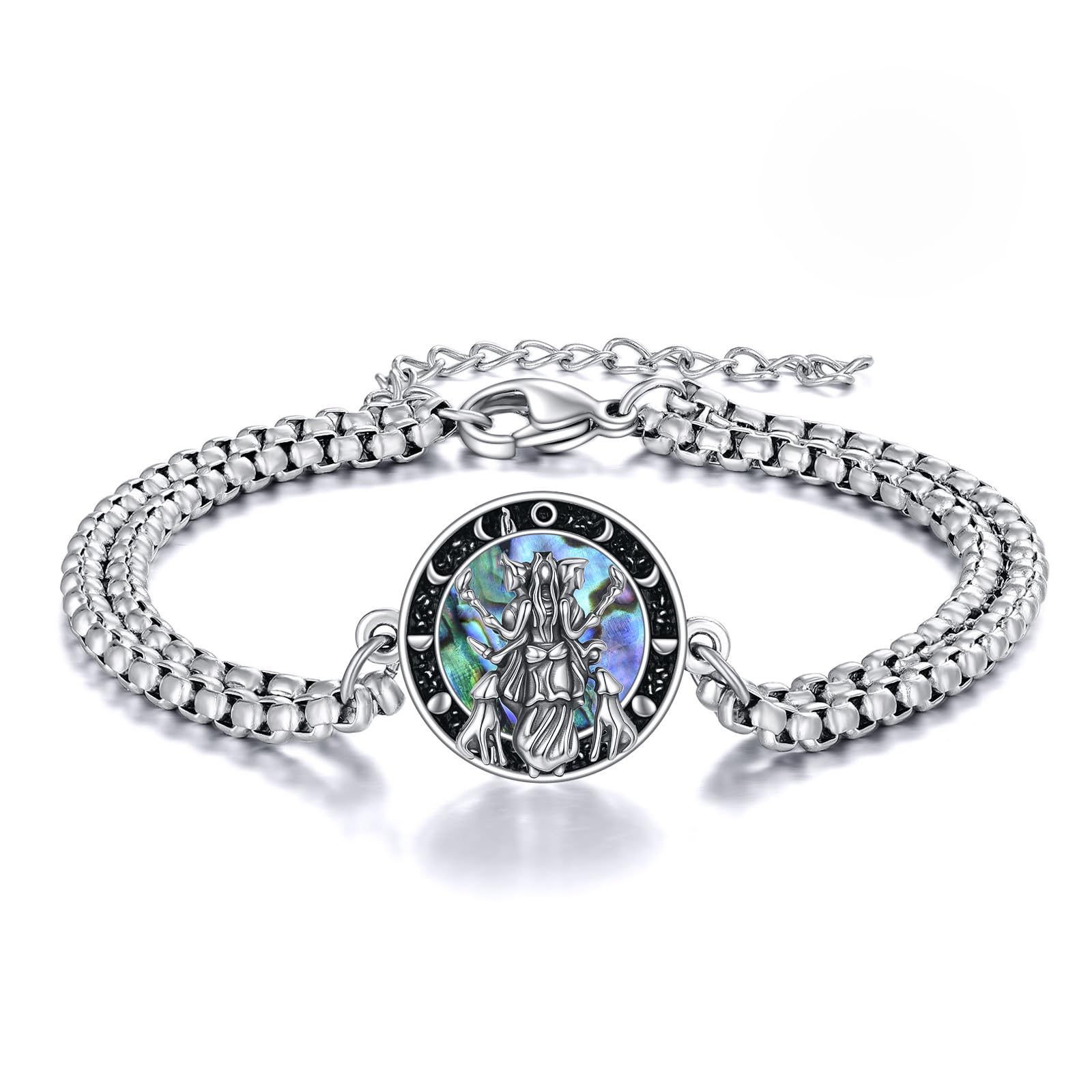 Pulsera Hécate de plata para realzar tu look diario con un amuleto de triple luna 8