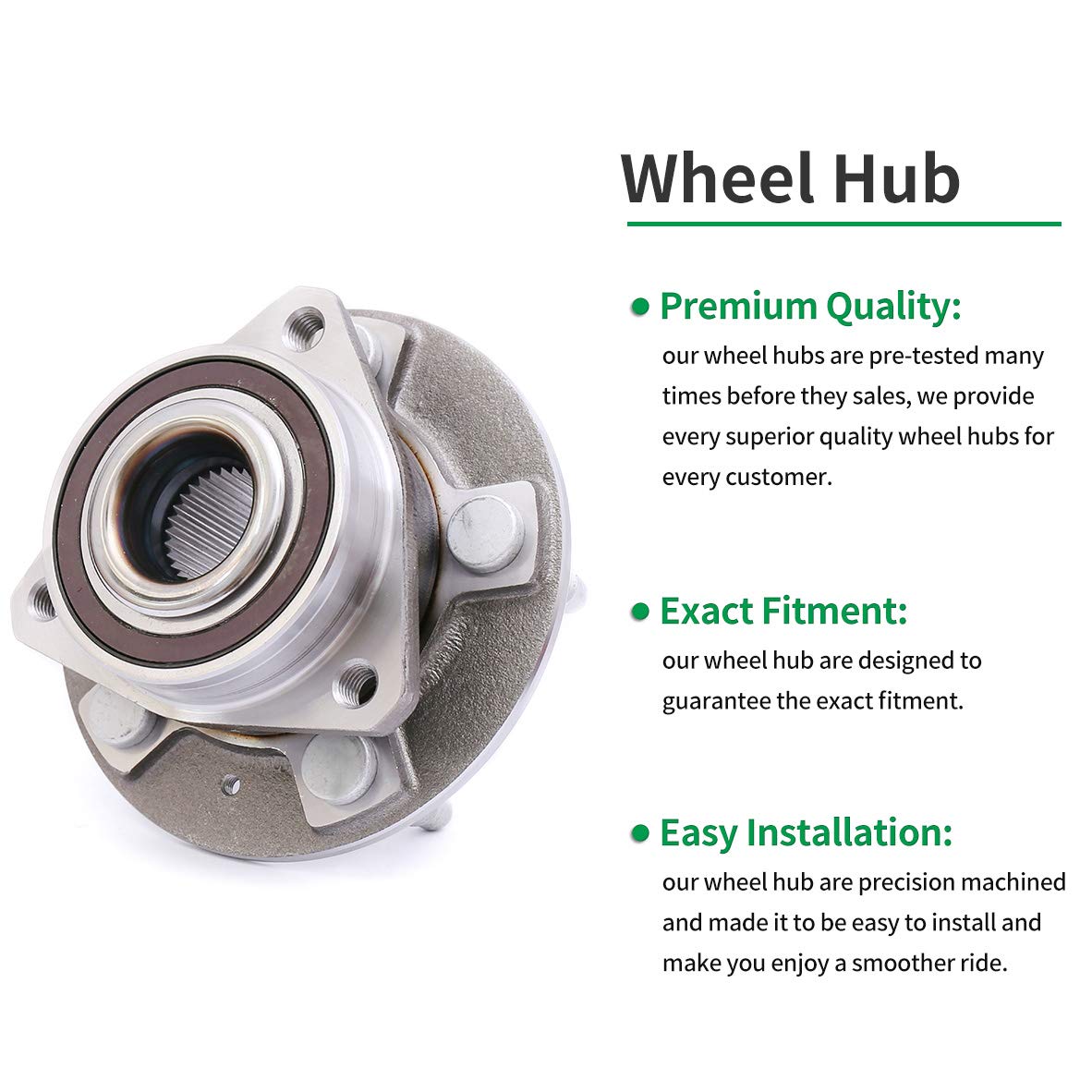 HICKS 513288 Front Wheel Bearing Hub Assembly fit for 14-17 Chevy Impala, 13-16 Chevy Malibu, 10-17 Chevy Equinox, 10-17 GMC Terrain, Set of 2