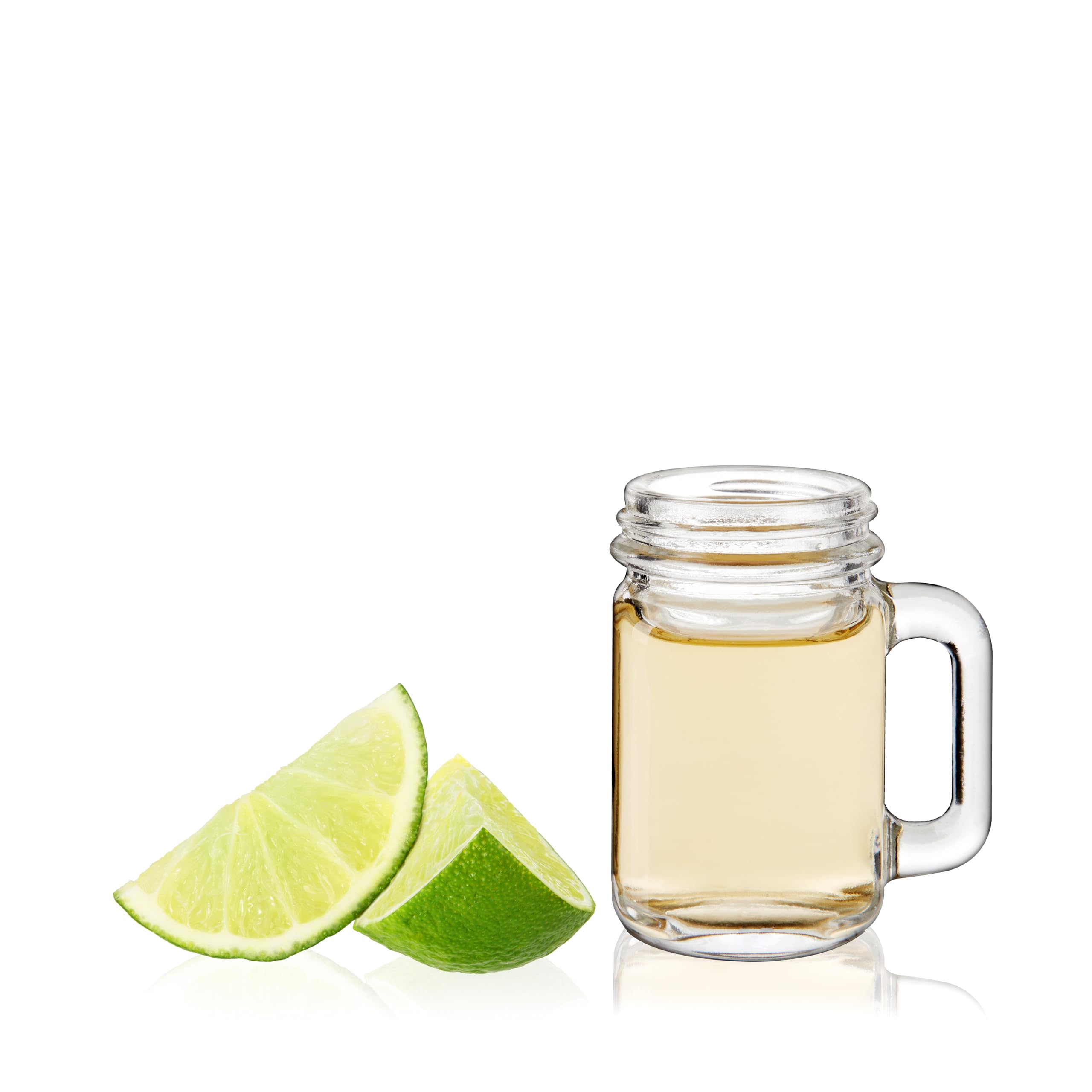 True Mason Lot de 6 mini verres à shot réutilisables en forme de bocal Mason avec poignées, 30 ml