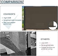 Vista 5 de COARBOR Toldo de repuesto para pérgola de exterior, 11 x 14 pies, pantalla de privacidad para patio, con ojales, varillas de peso para patio, Marrón