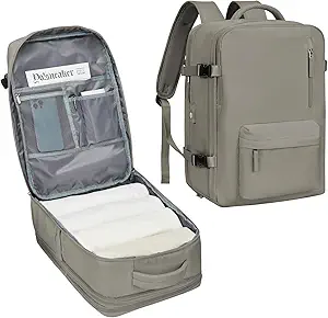 VECAVE carry-on backpack for women, water-resistant travel backpack with laptop compartment