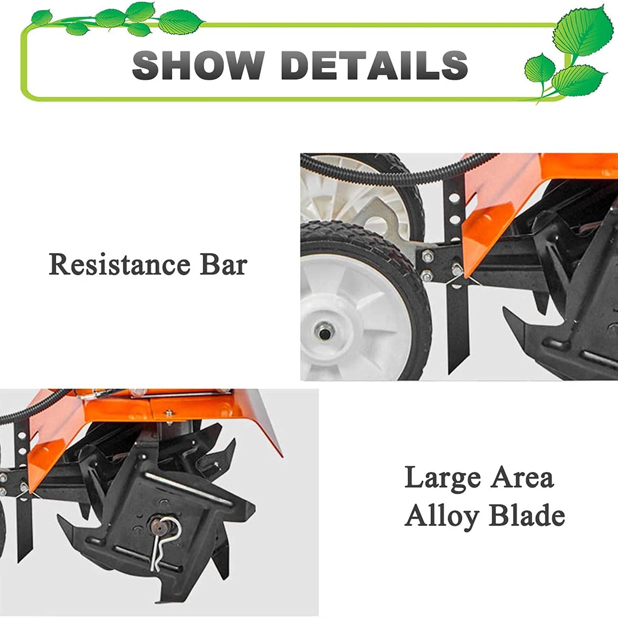Motobineuse de Jardin, motobineuse à Essence sans Fil de 1,3 KW, rotavateur/cultivateur de Jardin avec 4 Lames, motobineuse électrique, scarificateur de pelouse, pour pelouse de ja