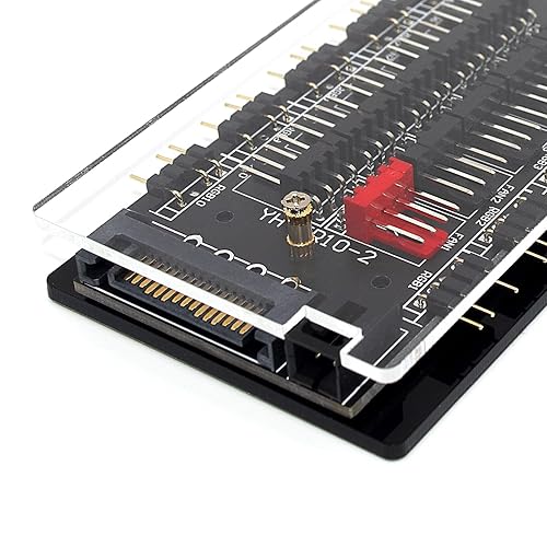 Miniatura 7 de Hub de ventilador RGB de 10 puertos PWM direccionable RGB divisor de ventilador 5 V3 pines para fuente de alimentación SATA + control de placa base,