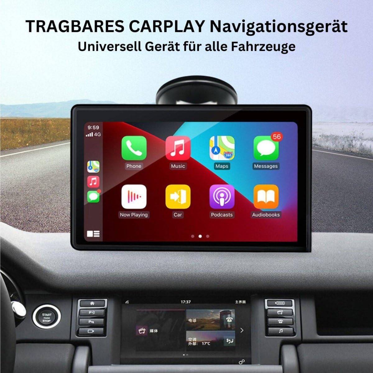 Elebest CarPlay 1090 – Kabelloses 9 Zoll Navigationssystem mit Android-Auto, Front- & Rückfahrkamera, HD-Display, GPS, Touchscreen, Dashcam, Bluetooth & Sprachsteuerung – Universell für Auto