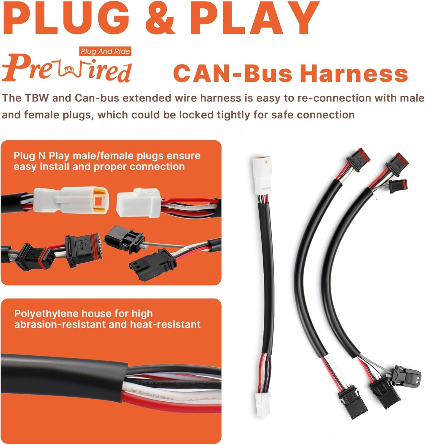 2017-2020 Touring Extended 14" Handlebar Cables Set NO ABS Clutch Cable & Brake Line Extension for 2017-2020 Harley Road King/Electra Glide/Street Glide/Road Glide NO ABS, Chrome