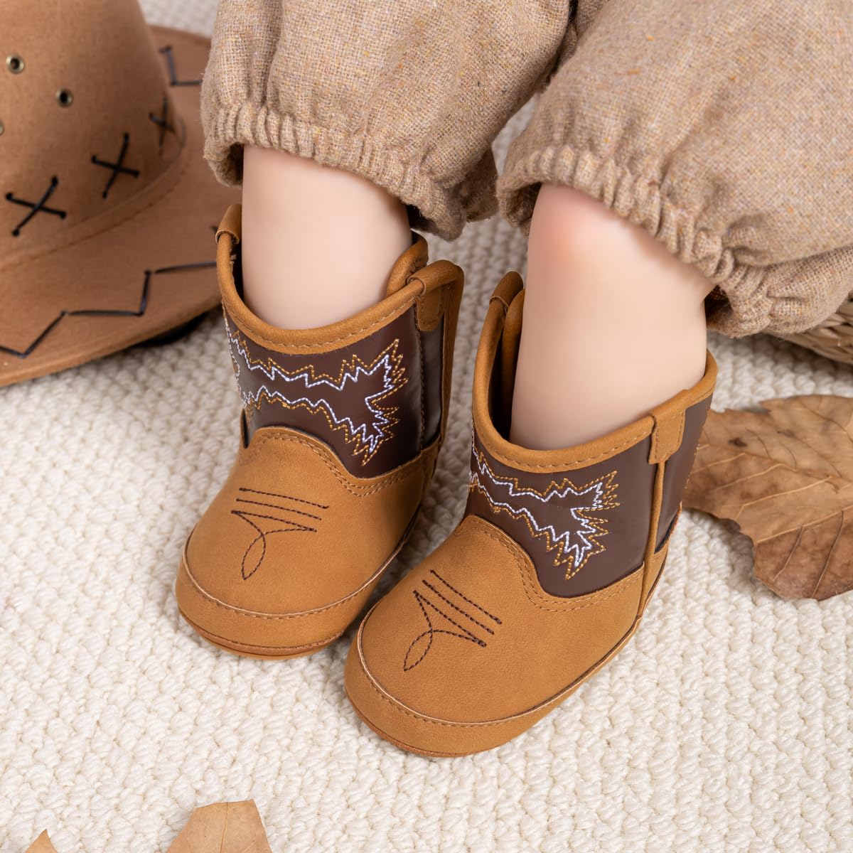 Miamooi Infant Baby Boys Girls Booties Newborn Cozy Fleece Warm Winter Boots Toddler Non-Slip Lace Up First Walking Shoes