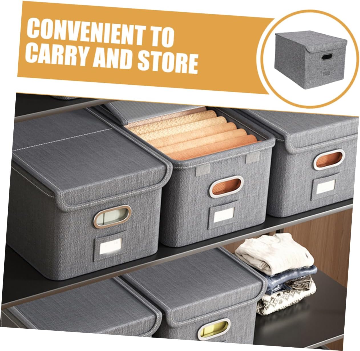 Clothes Storage Organizer Foldable Storage Bin Lid Capacity for Closet and Bedroom for Clothes Toys and Blankets Grey