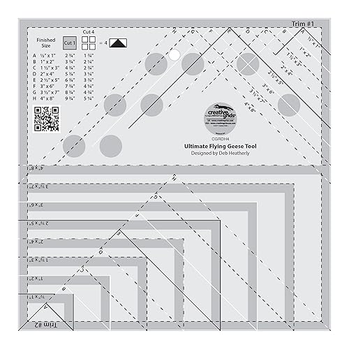 Creative Grids Ultimate Flying Geese - Regla de edredón para herramientas – CGRDH4 – Fabricado en Estados Unidos, 8-1/2 pulgadas x 8-1/2 pulgadas,