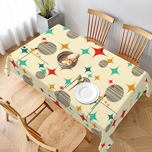Bapcoku Mantel geométrico retro moderno de mediados de siglo, mantel de poliéster impermeable para cocina, comedor, picnic, fiestas, boda,
