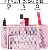 Vista 4 de Desktop Organizer with Pencil Pen Holder and Accessories Offering 8 Compartments and 1 Drawer for Home, School and Office. (Cherry Blossom Pink)