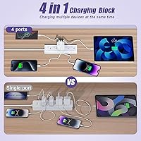 Vista 2 de Bloque de carga rápida USB, adaptador de carga de 4 puertos de 40 W para iPhone Dual USB C, cargador rápido multipuerto tipo C para iPhone 17/17