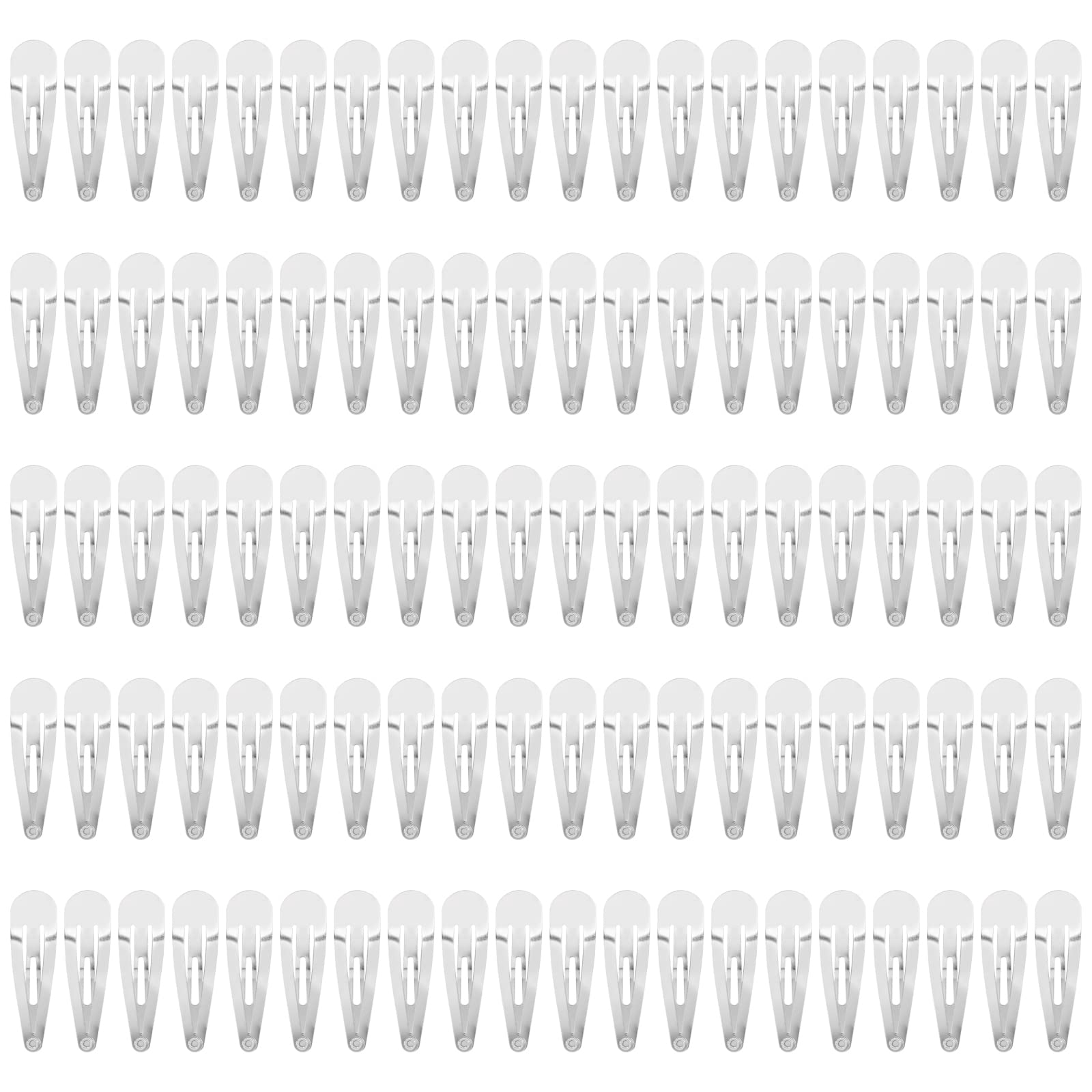 Lawie 100 Pack Bulk 4 CM 1.57 Inch Silver Snap Metal Hair Clips Small Barrettes Hairpins Clips Thin Fine Bang Hair Holder Crafting Base Clips DIY Hair Accessories for Women Girl Kids Toddlers