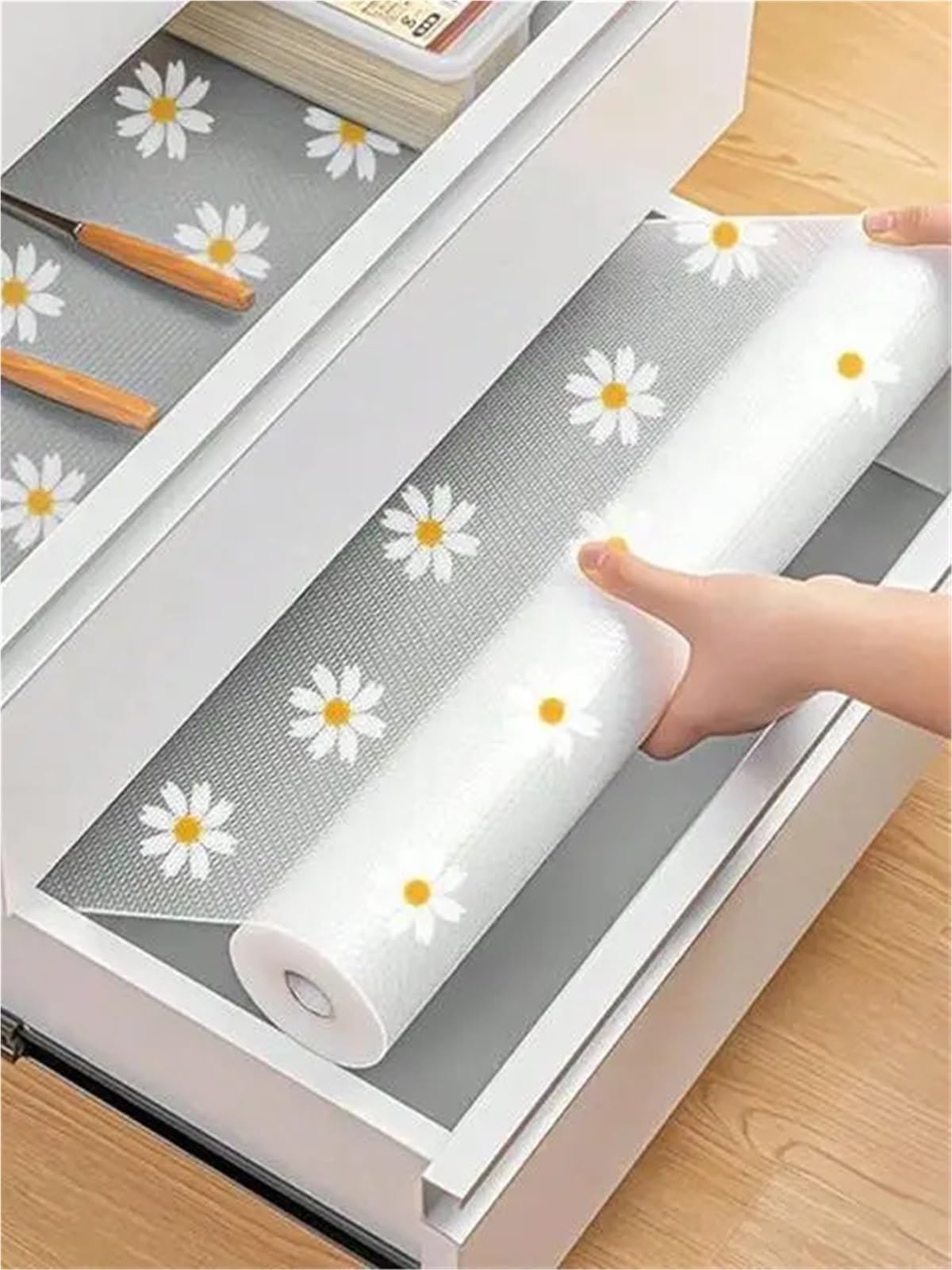 Wkładki do szuflad kuchennych, Zestaw 3 nieprzylepnych wkładek do półek EVA szafek przezroczystych w wielu rozmiarach(150x30cm)