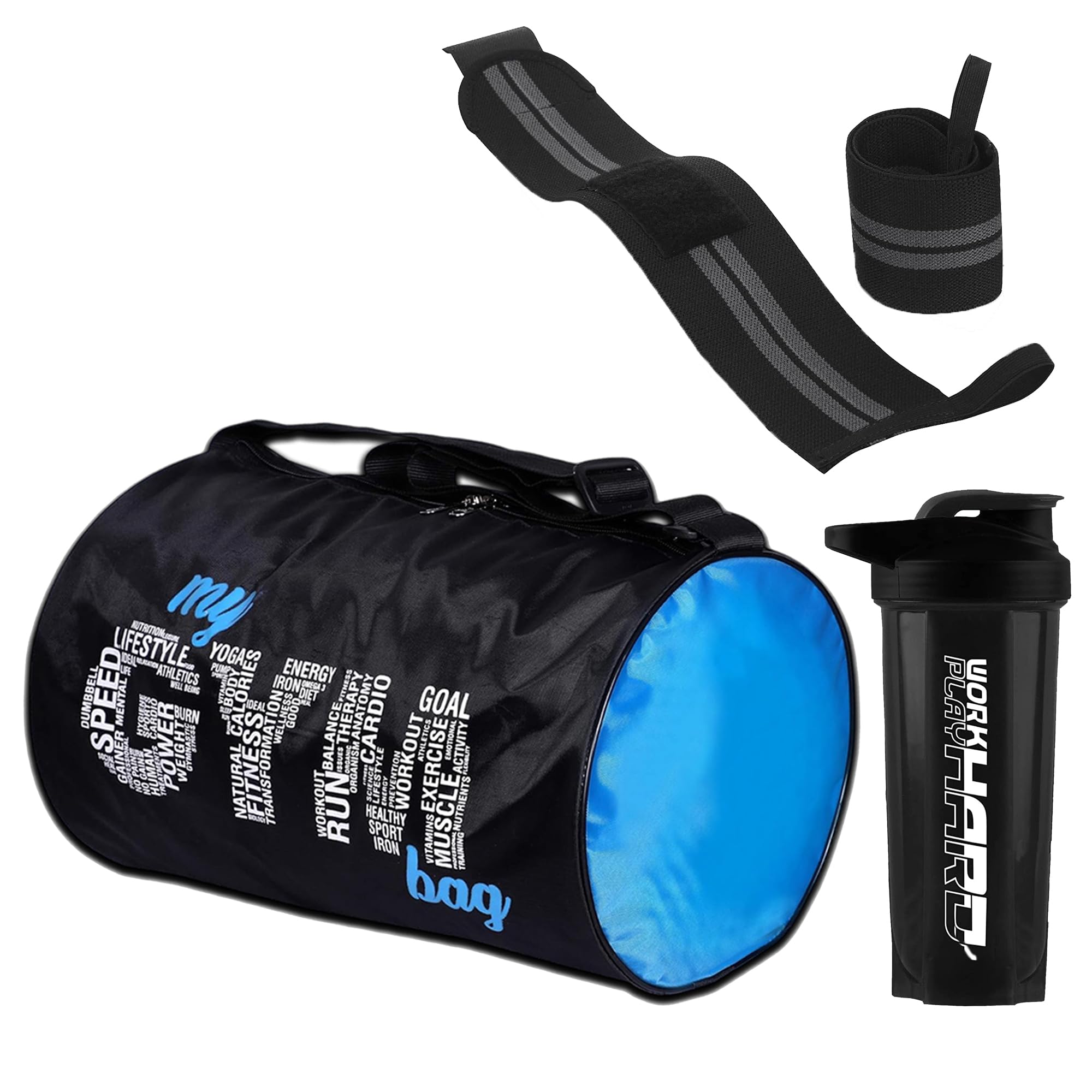 cool indians Gym Bag Ultimate Combo My Gym Bag with Protein Shaker Bottle & Wrist Wrap Hand Band | Fitness Shoulder Gym Bags for Men & Women Wrist Hand Support for Gym | Protein Shaker | Wrist Support Band (Black)-picture-26