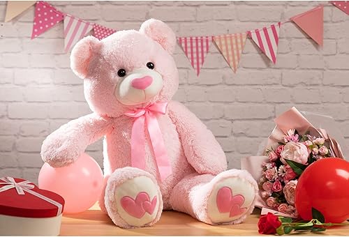 Miniatura 2 de HollyHOME Oso de peluche gigante, animal de peluche grande con corazón rojo para novia y niños, juguete de regalo para las fiestas, 36 pulgadas,