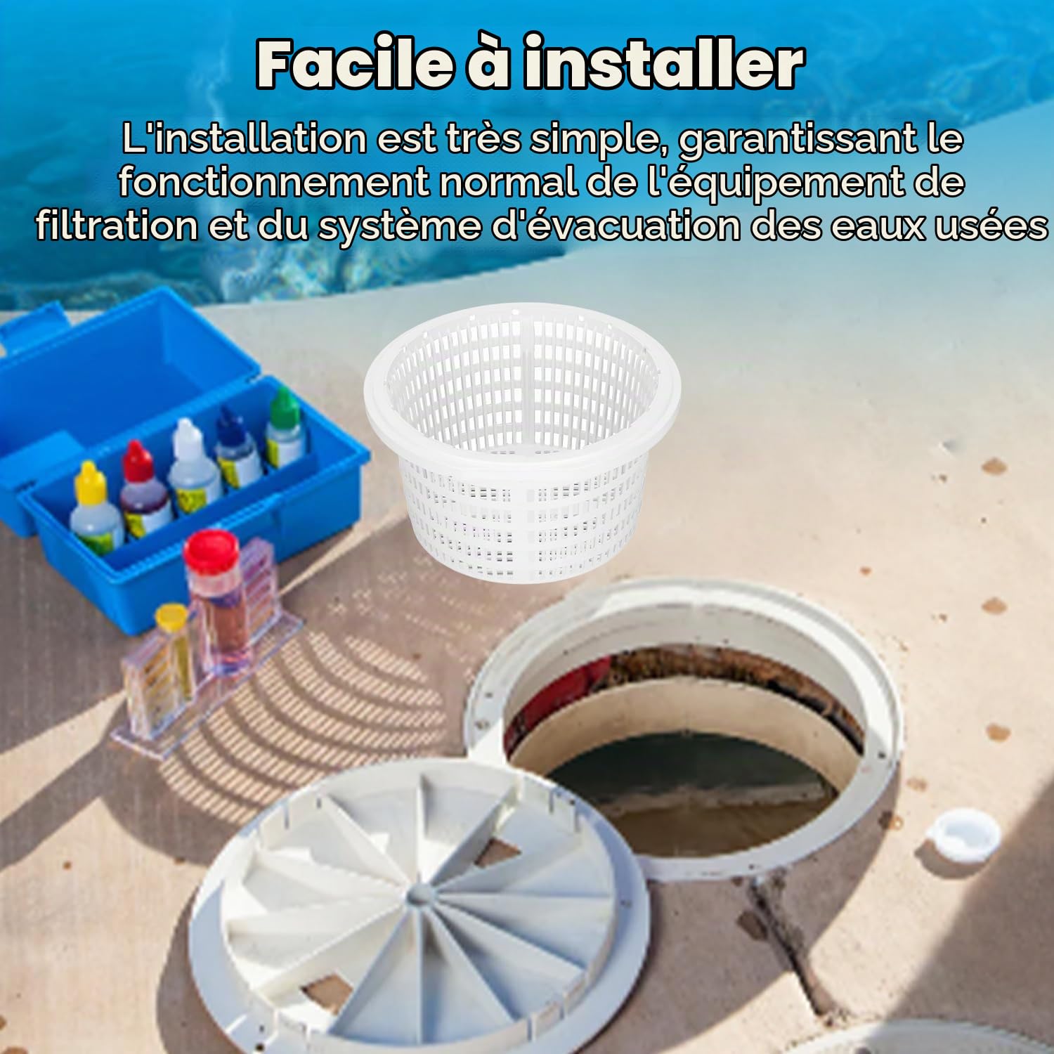 Panier D'écumoire, Panier Skimmer de Remplacement, Filtre Nettoyage Crépine en Plastique SP1091LX (18x19x10cm)